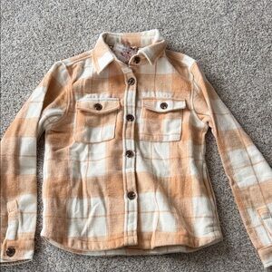 Kids Plaid Button-Up Shirt - Cream and Tan